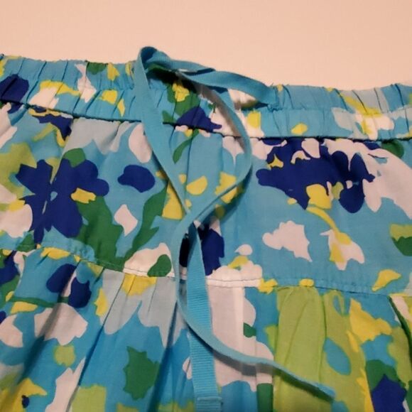 XS OLD NAVY LINED blue green yellow FLOWY WATERCOLOR FULL MINI SKIRT extra small - Picture 3 of 6